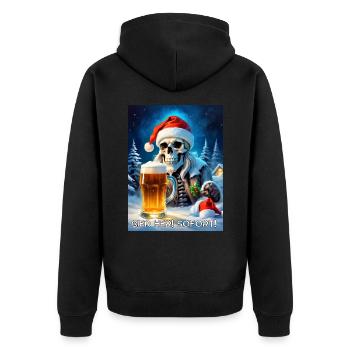 Weihnachten Skull Bier 2.2 - Unisex Premium Bio Zip Hoodie - Schwarz - Hinten - Nico (187cm)
