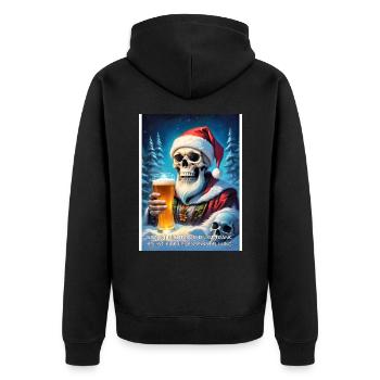 Weihnachten Skull Bier 2.6 - Unisex Premium Bio Zip Hoodie - Schwarz - Hinten - Nico (187cm)