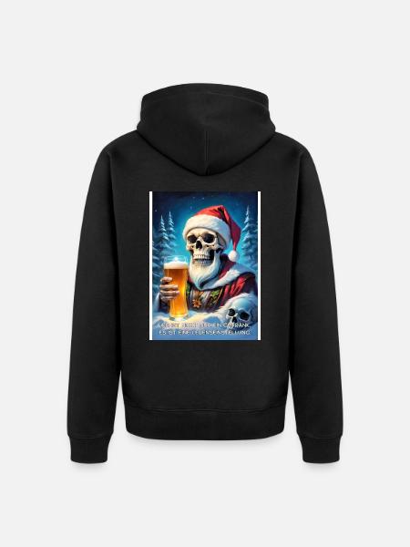 Weihnachten Skull Bier 2.6 - Unisex Premium Bio Zip Hoodie - Schwarz
