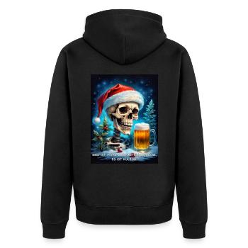 Weihnachten Skull Bier 2.5 - Unisex Premium Bio Zip Hoodie - Schwarz - Hinten - Nico (187cm)