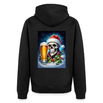 Weihnachten Skull Bier 2.7 - Unisex Premium Bio Zip Hoodie - Schwarz - Hinten - Nico (187cm)