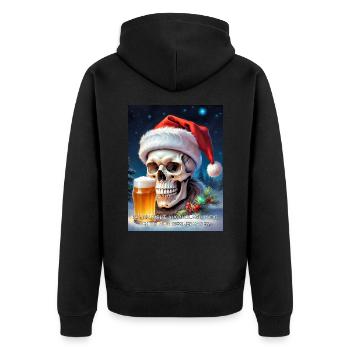 Weihnachten Skull Bier 2.10 - Unisex Premium Bio Zip Hoodie - Schwarz - Hinten - Nico (187cm)