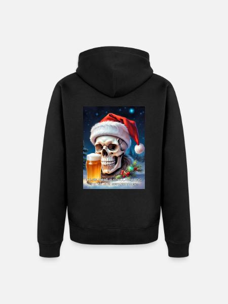 Weihnachten Skull Bier 2.10 - Unisex Premium Bio Zip Hoodie - Schwarz