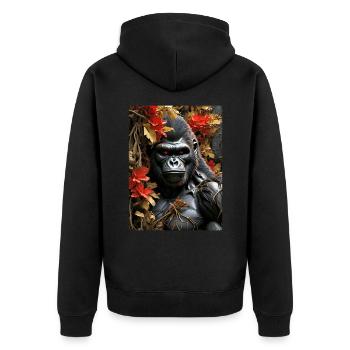 Spooky Plants Gorilla 1.6 - Unisex Premium Organic Zip Hoodie - black - Back - Nico (187cm)