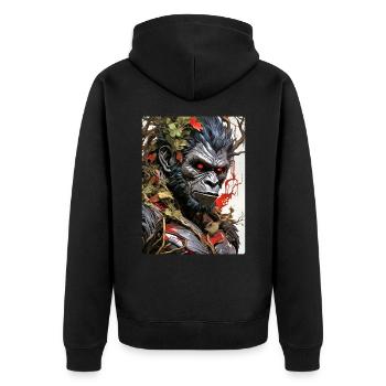 Spooky Plants Gorilla 1.5 - Unisex Premium Organic Zip Hoodie - black - Back - Nico (187cm)