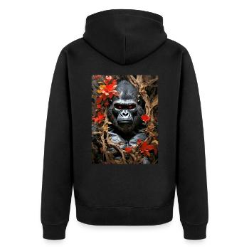 Spooky Plants Gorilla 1.10 - Unisex Premium Organic Zip Hoodie - black - Back - Nico (187cm)