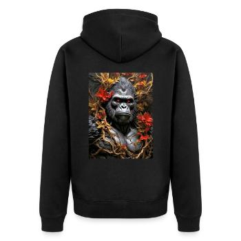 Spooky Plants Gorilla 1.4 - Unisex Premium Organic Zip Hoodie - black - Back - Nico (187cm)
