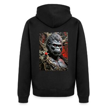 Spooky Plants Gorilla 1.2 - Unisex Premium Organic Zip Hoodie - black - Back - Nico (187cm)