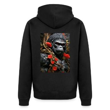 Spooky Plants Gorilla 1.14 - Unisex Premium Organic Zip Hoodie - black - Back - Nico (187cm)