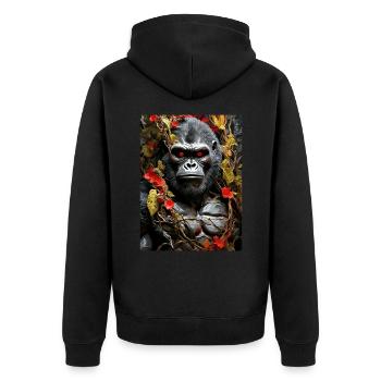 Gruselige Pflanzen Gorilla 1.1 - Unisex Premium Bio Zip Hoodie - Schwarz - Hinten - Nico (187cm)