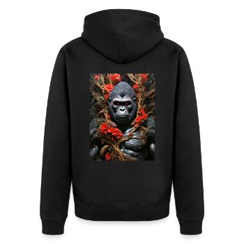 Spooky Plants Gorilla 1.9 - Unisex Premium Organic Zip Hoodie - black - Back - Nico (187cm)
