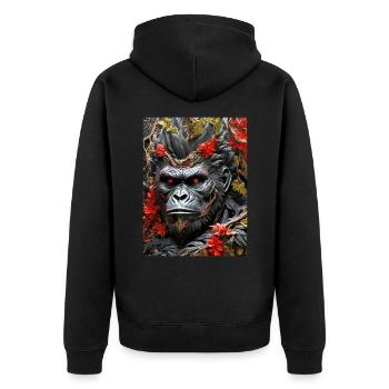 Spooky Plants Gorilla 1.3 - Unisex Premium Organic Zip Hoodie - black - Back - Nico (187cm)