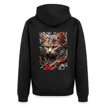 Spooky Plants Cat 1.4 - Unisex Premium Organic Zip Hoodie - black - Back - Nico (187cm)