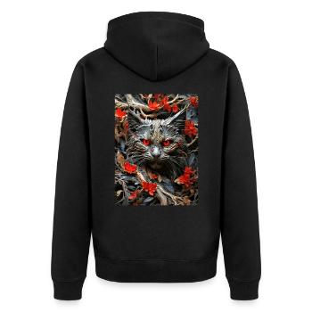 Spooky Plants Cat 1.2 - Unisex Premium Organic Zip Hoodie - black - Back - Nico (187cm)