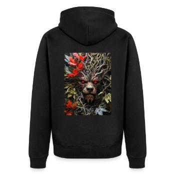 Gruselige Pflanzen Dog 1.6 - Unisex Premium Bio Zip Hoodie - Schwarz - Hinten - Nico (187cm)