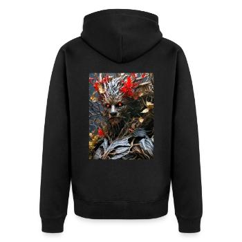 Gruselige Pflanzen Dog 1.4 - Unisex Premium Bio Zip Hoodie - Schwarz - Hinten - Nico (187cm)