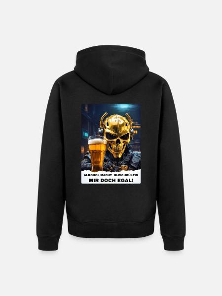 Bier Experte Skull 1.4 - Unisex Premium Bio Zip Hoodie - Schwarz