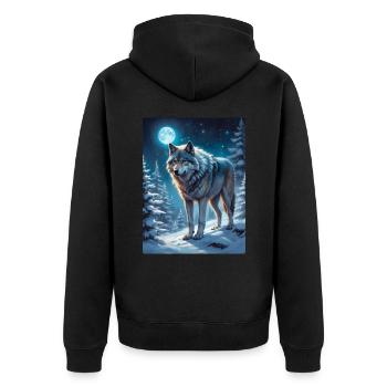 Winter Landscape Wolf 1.3 - Unisex Premium Organic Zip Hoodie - black - Back - Nico (187cm)