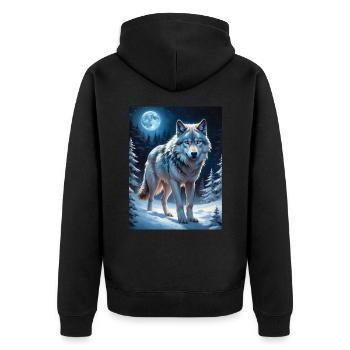 Loup de paysage d’hiver 1.5 - Veste à capuche bio Premium Unisexe - noir - Dos - Nico (187cm)
