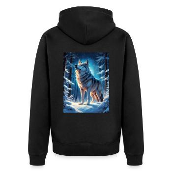 Loup de paysage d’hiver 1.11 - Veste à capuche bio Premium Unisexe - noir - Dos - Nico (187cm)