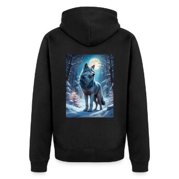 Winter Landscape Wolf 1.4 - Unisex Premium Organic Zip Hoodie - black - Back - Nico (187cm)