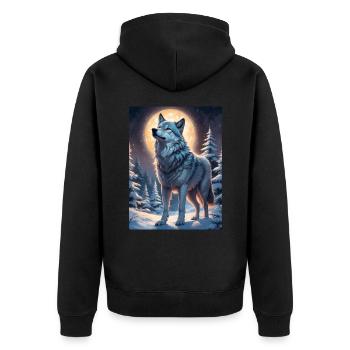 Loup de paysage d’hiver 1.7 - Veste à capuche bio Premium Unisexe - noir - Dos - Nico (187cm)