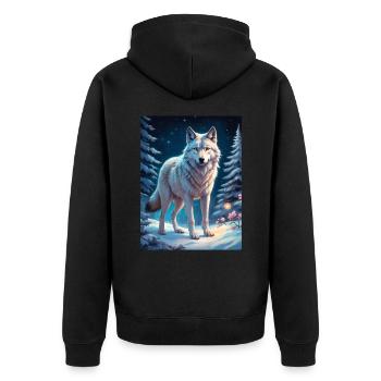 Loup de paysage d’hiver 1.1 - Veste à capuche bio Premium Unisexe - noir - Dos - Nico (187cm)