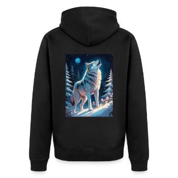 Paysage d’hiver Wolf 1.2 - Veste à capuche bio Premium Unisexe - noir - Dos - Nico (187cm)