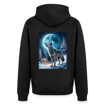 Loup de paysage d’hiver 1.6 - Veste à capuche bio Premium Unisexe - noir - Dos - Nico (187cm)
