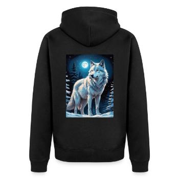 Loup Paysage D’hiver 1.8 - Veste à capuche bio Premium Unisexe - noir - Dos - Nico (187cm)