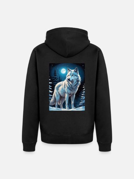 Winterlandschaft Wolf 1.8 - Unisex Premium Bio Zip Hoodie - Schwarz