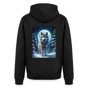 Loup Paysage d’hiver 1.13 - Veste à capuche bio Premium Unisexe - noir - Dos - Nico (187cm)
