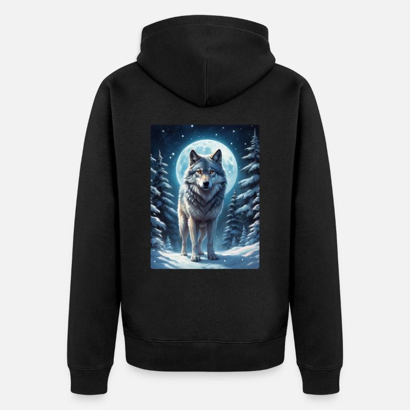 Winterlandschaft Wolf 1.13 - Unisex Premium Bio Zip Hoodie - Schwarz