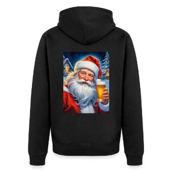 Weihnachten Santa Claus Bier 1.3 - Unisex Premium Bio Zip Hoodie - Schwarz - Hinten - Nico (187cm)