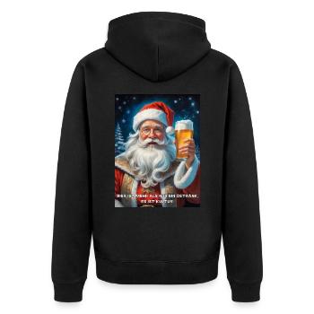 Weihnachten Santa Claus Bier 1.4 - Unisex Premium Bio Zip Hoodie - Schwarz - Hinten - Nico (187cm)