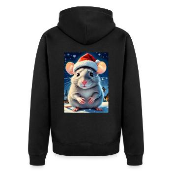 Winter Landscape Rat 1.5 - Unisex Premium Organic Zip Hoodie - black - Back - Nico (187cm)