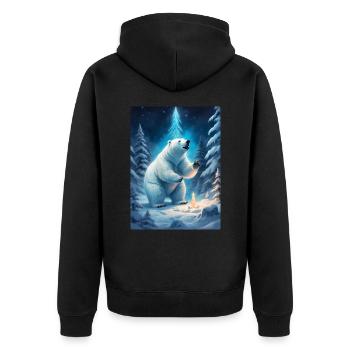 Winter Landscape Bears 1.6 - Unisex Premium Organic Zip Hoodie - black - Back - Nico (187cm)