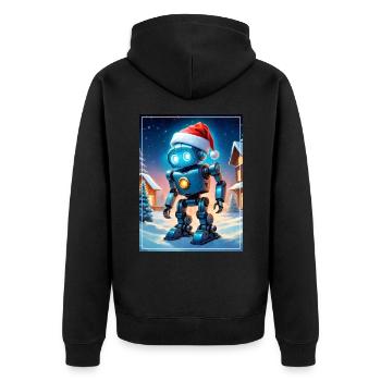 Winter Landscape Robot 1.5 - Unisex Premium Organic Zip Hoodie - black - Back - Nico (187cm)