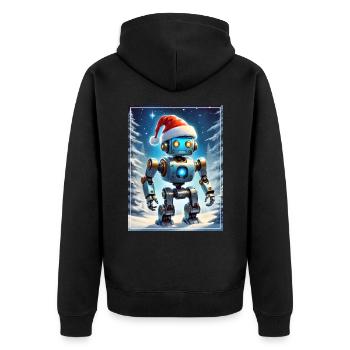 Winterlandschaft Robot 1.8 - Unisex Premium Bio Zip Hoodie - Schwarz - Hinten - Nico (187cm)