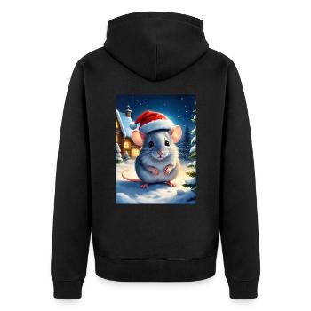 Winterlandschaft Maus 1.4 - Unisex Premium Bio Zip Hoodie - Schwarz - Hinten - Nico (187cm)