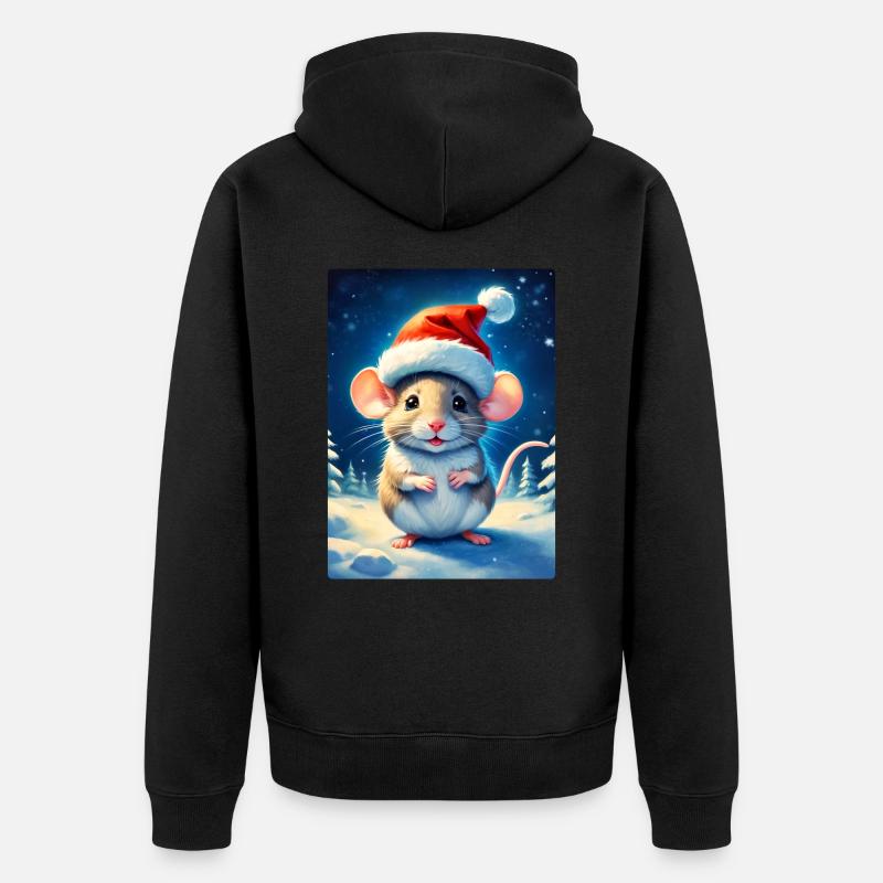 Souris paysage d’hiver 1.1 - Veste à capuche bio Premium Unisexe - noir