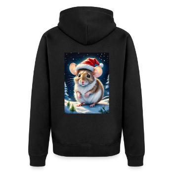 Winterlandschaft Maus 1.3 - Unisex Premium Bio Zip Hoodie - Schwarz - Hinten - Nico (187cm)
