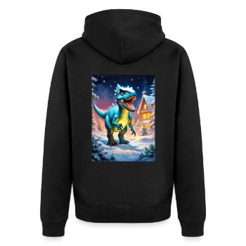 Winter Landscape Dino 3.2 - Unisex Premium Organic Zip Hoodie - black - Back - Nico (187cm)