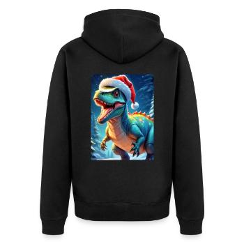 Winterlandschaft Dino 2.1 - Unisex Premium Bio Zip Hoodie - Schwarz - Hinten - Nico (187cm)