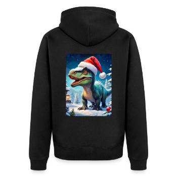 Winterlandschaft Dino 2.3 - Unisex Premium Bio Zip Hoodie - Schwarz - Hinten - Nico (187cm)