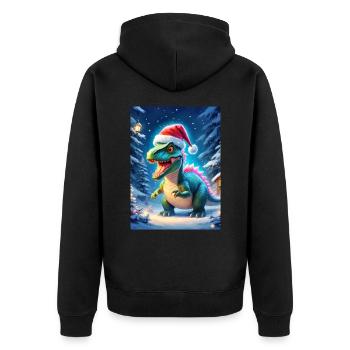 Winterlandschaft Dino 2.6 - Unisex Premium Bio Zip Hoodie - Schwarz - Hinten - Nico (187cm)