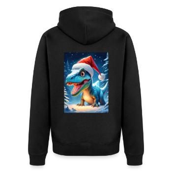 Winterlandschaft Dino 2.5 - Unisex Premium Bio Zip Hoodie - Schwarz - Hinten - Nico (187cm)