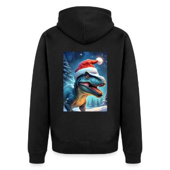 Paysage d’hiver Dino 2.11 - Veste à capuche bio Premium Unisexe - noir - Dos - Nico (187cm)