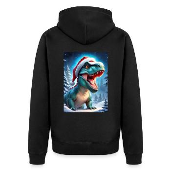 Paysage d’hiver Dino 2.7 - Veste à capuche bio Premium Unisexe - noir - Dos - Nico (187cm)