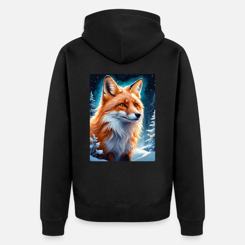 Paysage d’hiver Fox 1.6 - Veste à capuche bio Premium Unisexe - noir